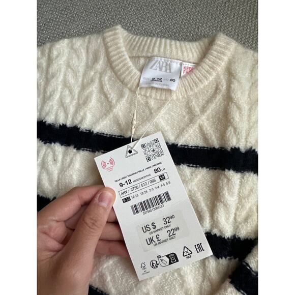 Zara MIXED STRIPED KNIT SWEATER Size 9-12 Months - Picture 4 of 7